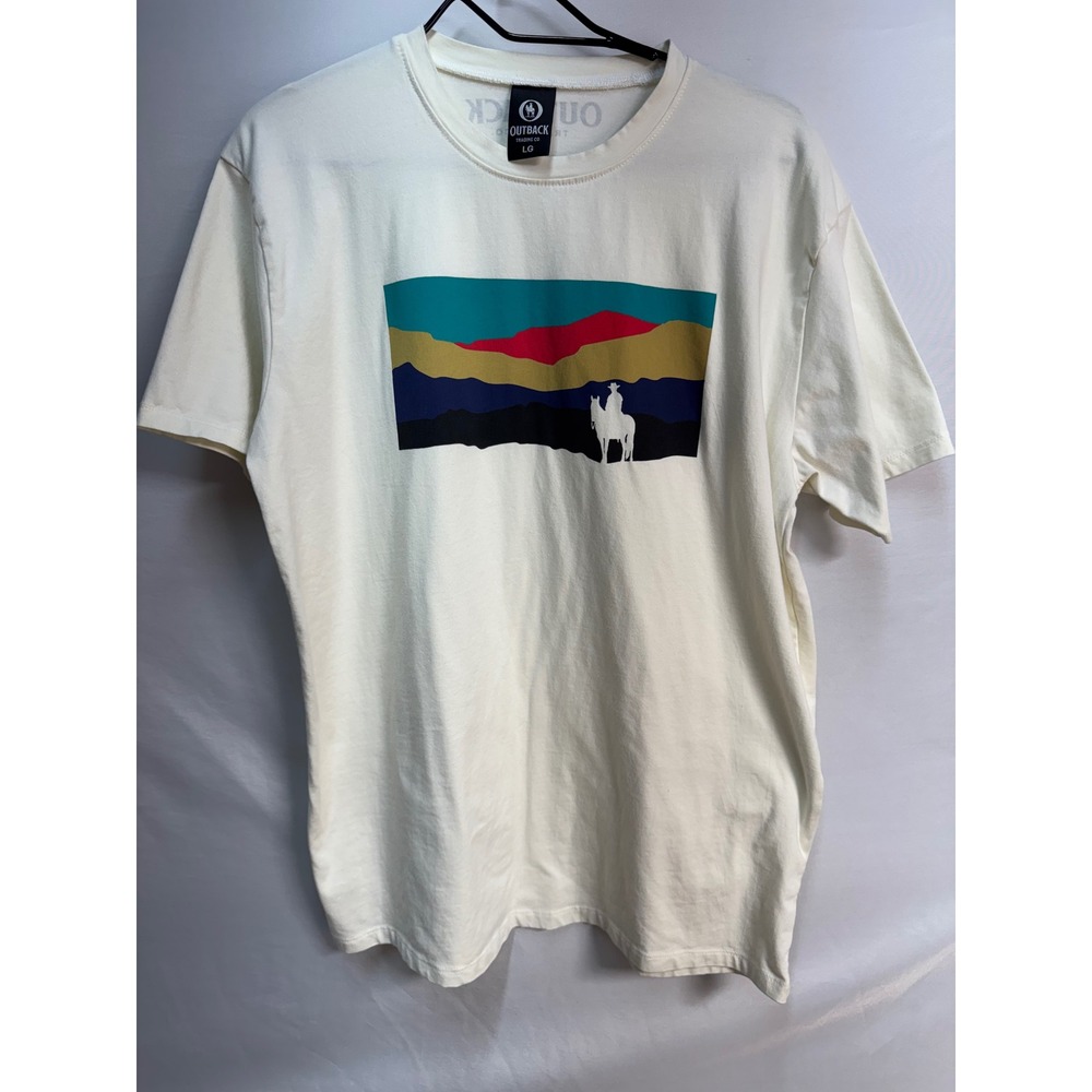 Outback Trading Co Renee Tee Mens Large White Western Cowboy Graphic T-Shirt